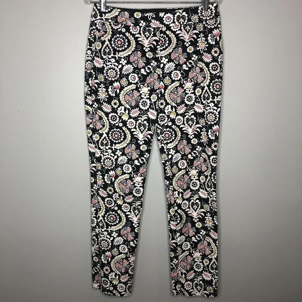 Boden Women's 6R Black Tropic Charm‎ Tapered Leg Dress Trouser Pants